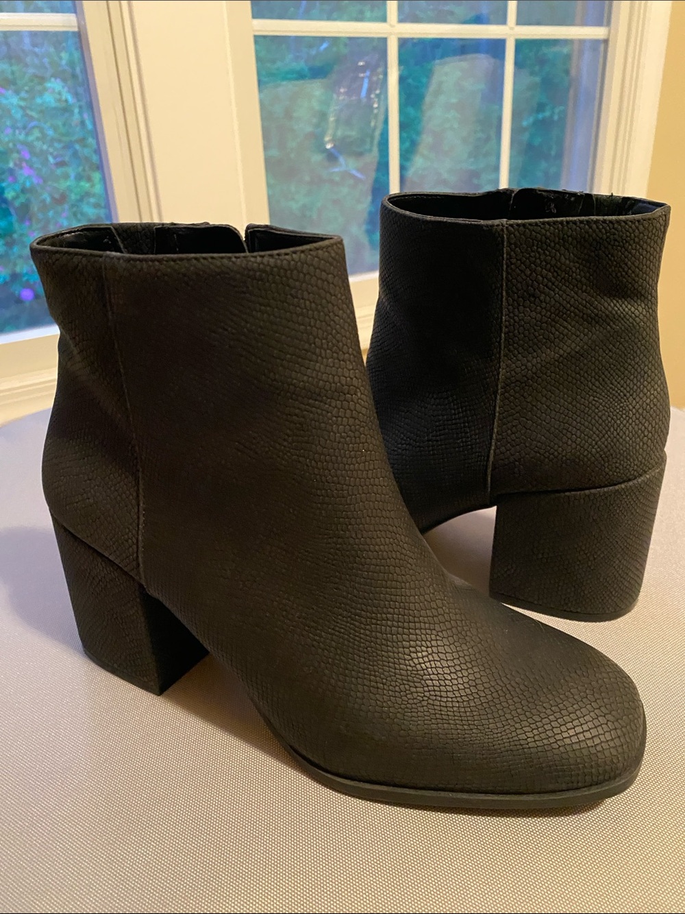 Mix No. 6 -The “Benisa” Black faux snakeskin Ankle Booties - Size 8.5W